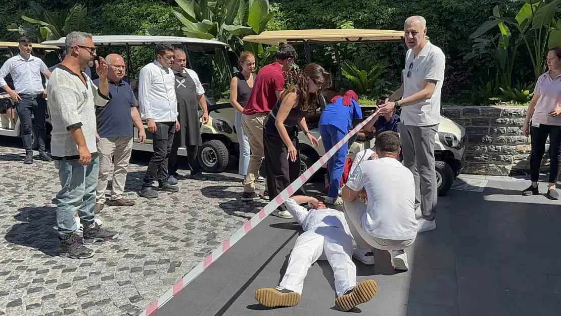 Bodrum'daki lüks otelde gerçeğini aratmayan yangın tatbikatı!
