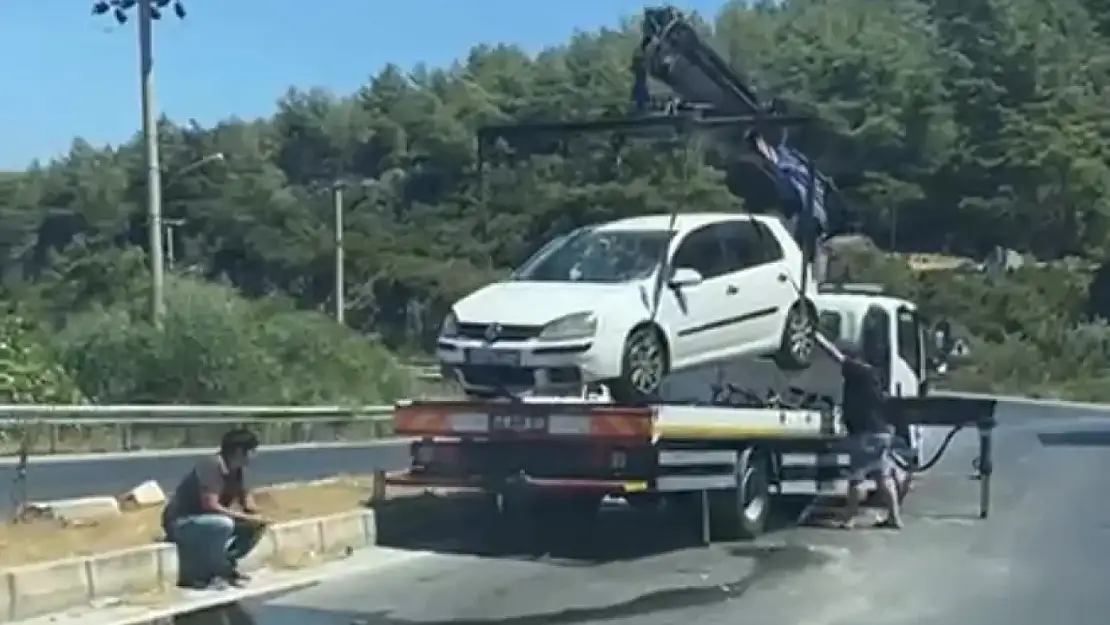 Güvercinlik'te trafik kazası! Karşı şeride geçen araç trafiği altüst etti!