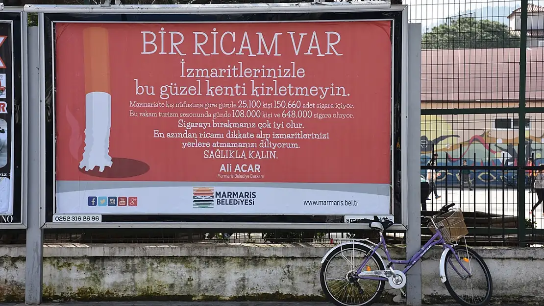 Marmaris'te 'İzmaritleri yere, sağlığını çöpe atma' Kampanyası