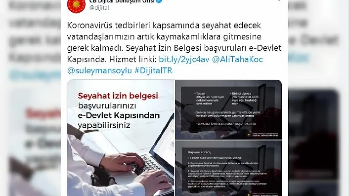 Seyahat İzin Belgesi e-Devlet'ten Alınabilecek
