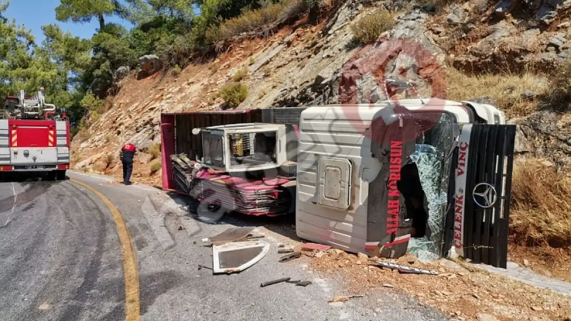 Marmaris'te Vinç Yoldan Çıkarak Devrildi!
