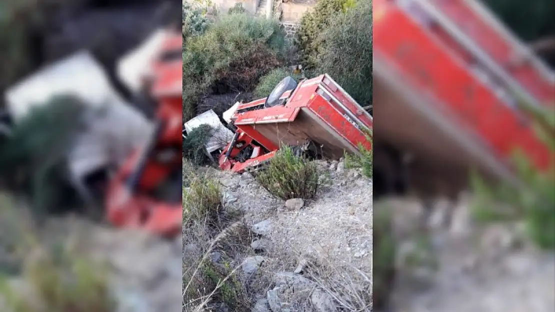 Bodrum'da Freni Boşalan Vinç Şarampole Devrildi: 1'i Hamile 2 Yaralı