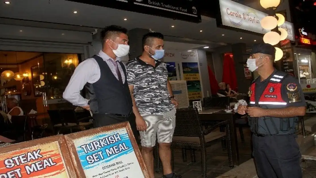 Fethiye'de Jandarma'dan Maske Mesafe ve Müzik Denetimi