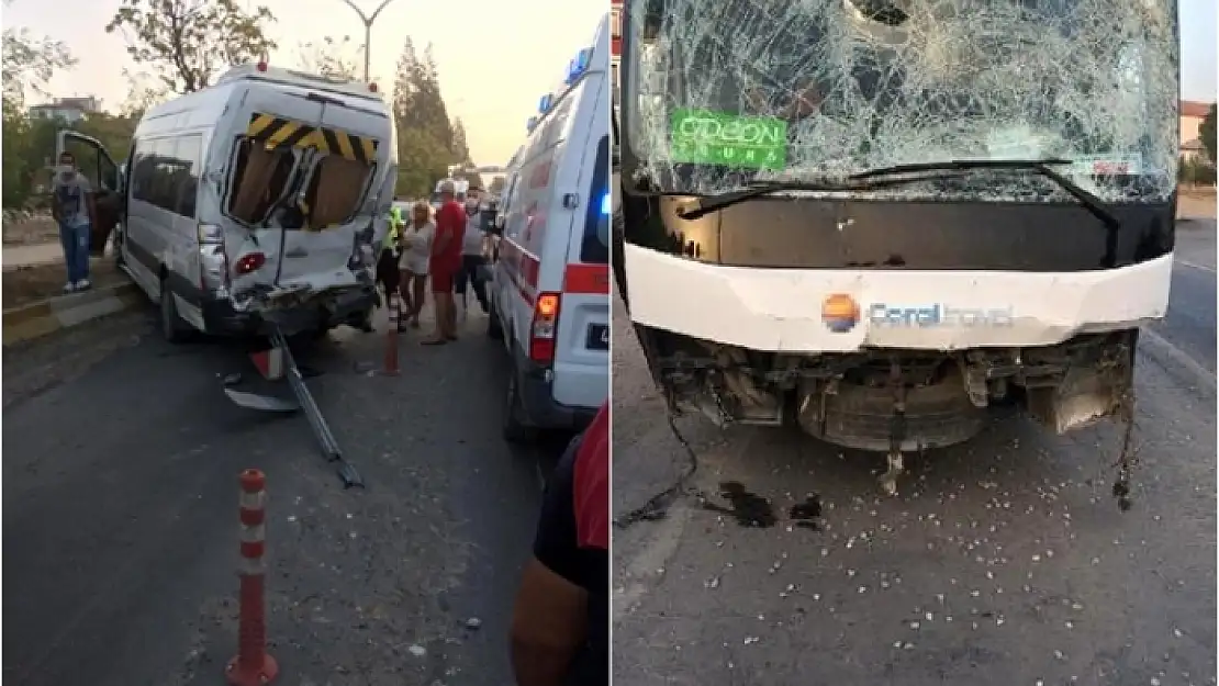 Muğla'da Tur Otobüsü, Servis Minibüsüne Çarptı!