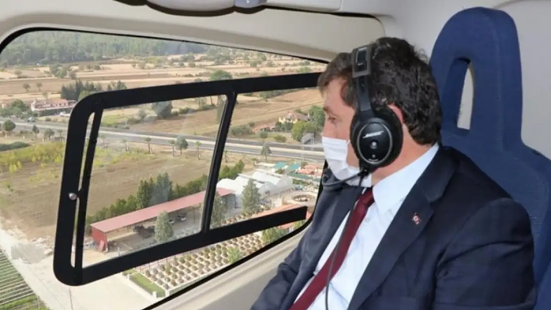 Muğla Valisi Orhan Tavlı Yanan Ormanlık Alanları Havadan İnceledi