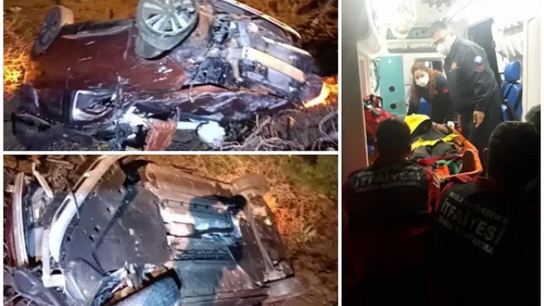Fethiye'de, Otomobil Şarampole Devrildi: 3 Yaralı