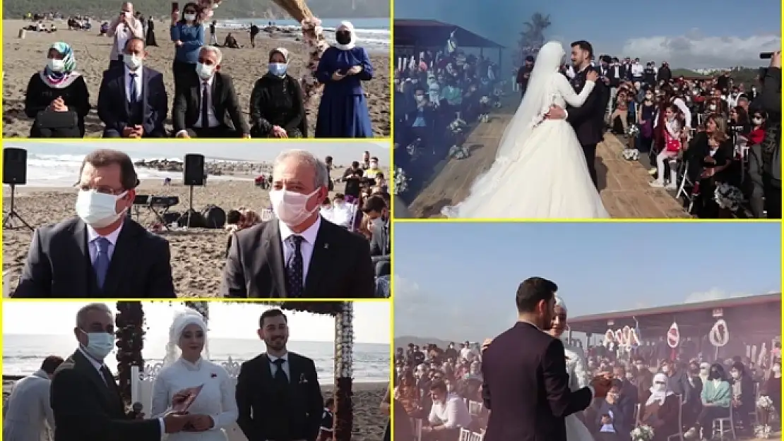 Başkan Karakuş'tan Oğluna, Koronavirüse Rağmen Kayacık Sahilinde Nikah Töreni
