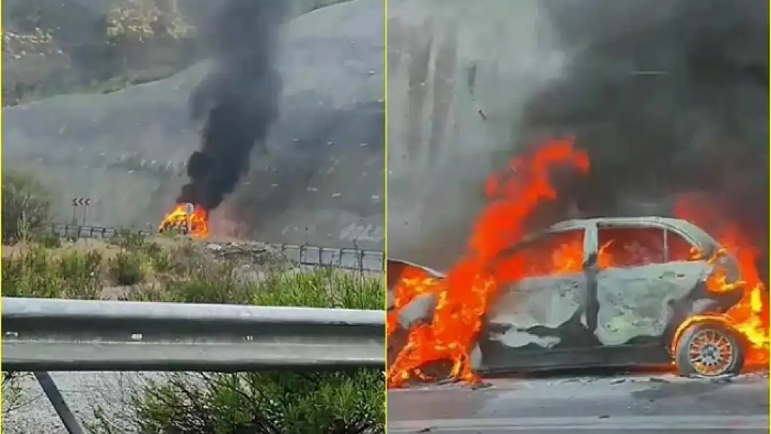 Göcek Mevkiinde Seyir Halindeyken Alev Alan Araç Küle Döndü