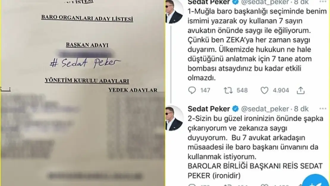 Sedat Peker, Kendisine 7 Oy Çıkan Muğla Barosu Seçimleri Hakkında Açıklama Yaptı