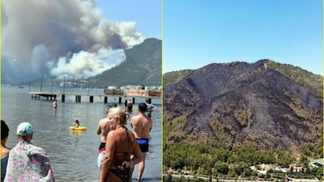 Marmaris'teki Orman Yangını Enerji Nakil Hatlarından Çıkmış