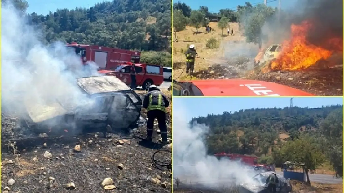 Milas'ta Seyir Halindeki Araç Önce Yandı, Sonra Şarampole Devrildi