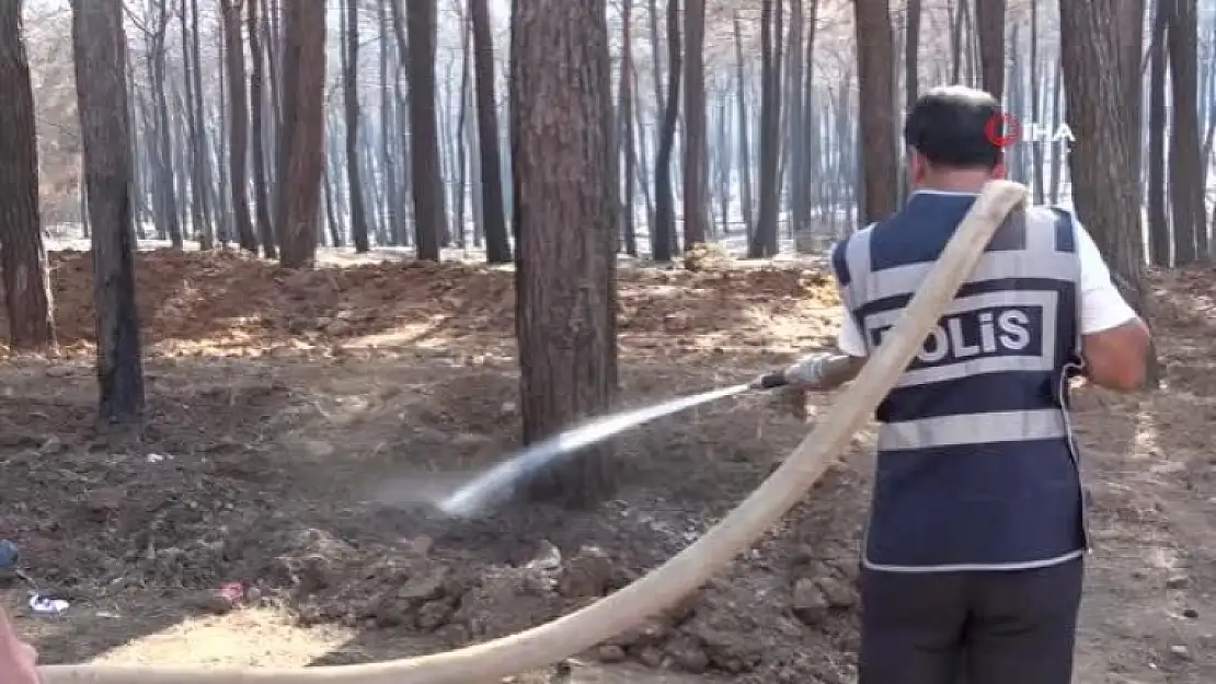 Marmaris Polisi Yangından Zarar Gören Ağaçları Yeniden Yeşertmek İçin Seferber Oldu