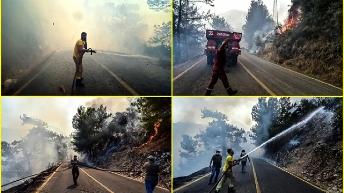 Marmaris Turunç'ta Alevler Bir Anda Yükseldi! Yol Trafiğe Kapatıldı