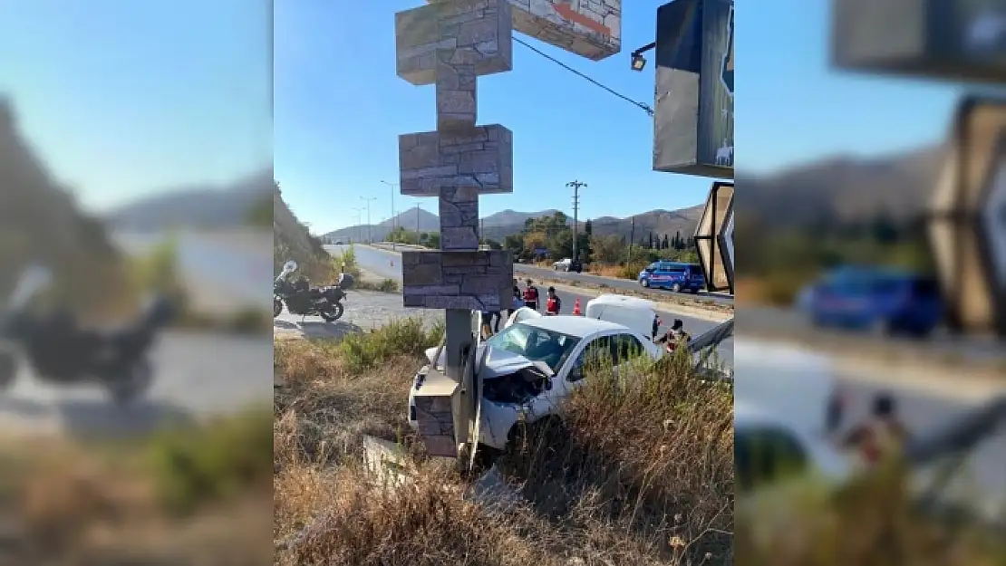 Bodrum'da Tabelaya Çarpıp Ormanlık Alana Kaçtılar