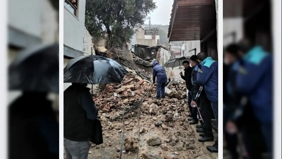 Menteşe'deki Eski Muğla Evinin Duvarı Yıkıldı