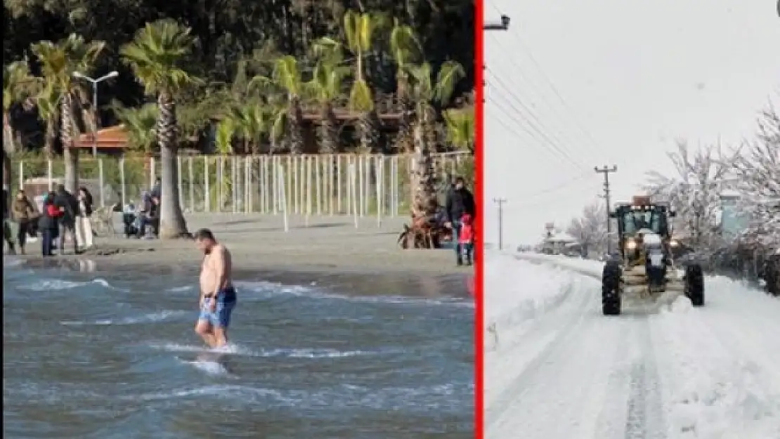 Muğla'da Bir Yanda Kar Bir Yanda Deniz Keyfi