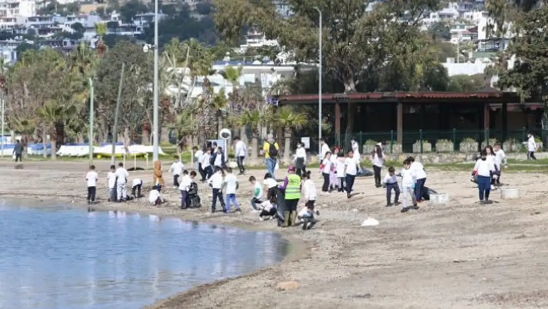 Bodrum'da Dalgıçlar Denizi, Öğrenciler Kıyıyı Temizledi