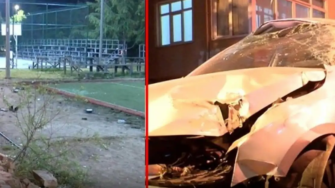 Kontrolden Çıkan Araç, Halı Sahaya Daldı: 2 Kişi Yaralandı