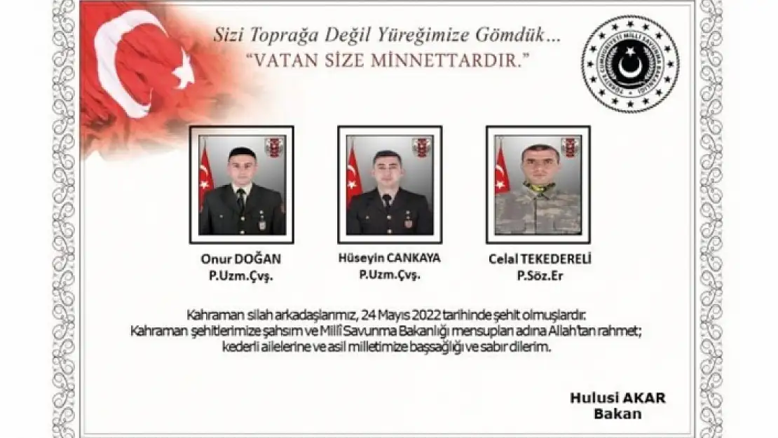 Türkiye'yi Yasa Boğan Şehitlerin Kimlikleri Belli Oldu