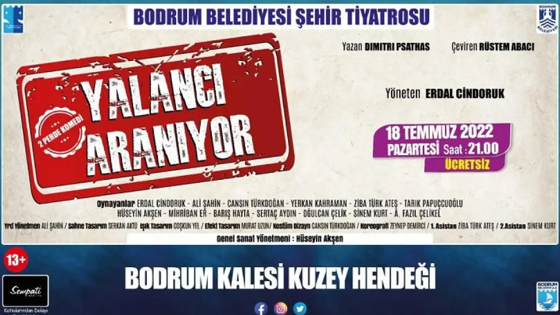 Şehir Tiyatrosu Yeni Oyunuyla Bodrum Kalesi'nde
