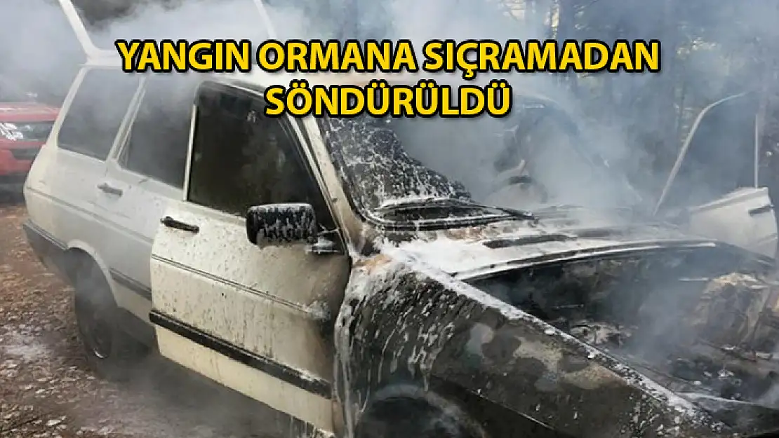 Ormanlık Alandaki Araçta Çıkan Yangın Büyümeden Söndürüldü