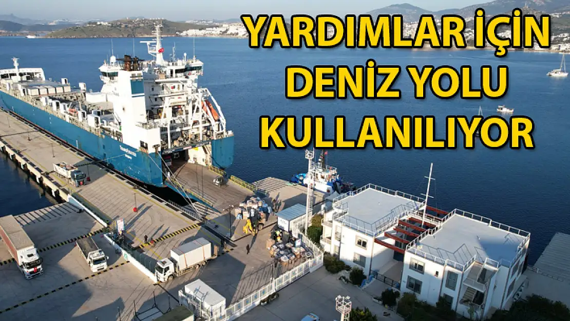 BODRUM'DA TOPLANAN YARDIMLAR DENİZ YOLUYLA DEPREM BÖLGESİNE GÖNDERİLİYOR