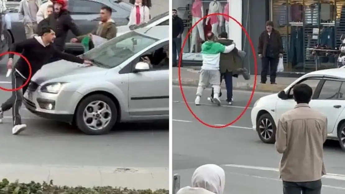 CADDE ORTASINDA KAVGA! BIÇAK ALIP GERİ GELDİ VE KAN DÖKÜLDÜ