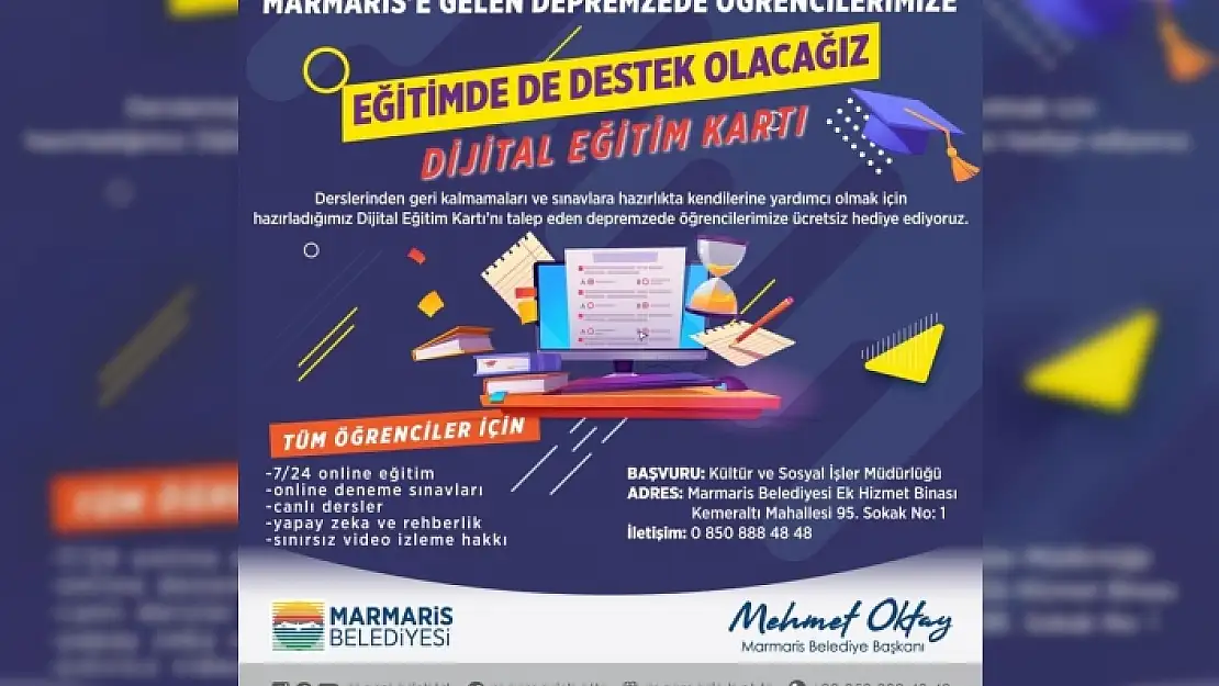 MARMARİS'E GELEN DEPREMZEDE ÖĞRENCİLERE DİJİTAL EĞİTİM KARTI HEDİYE EDİLECEK