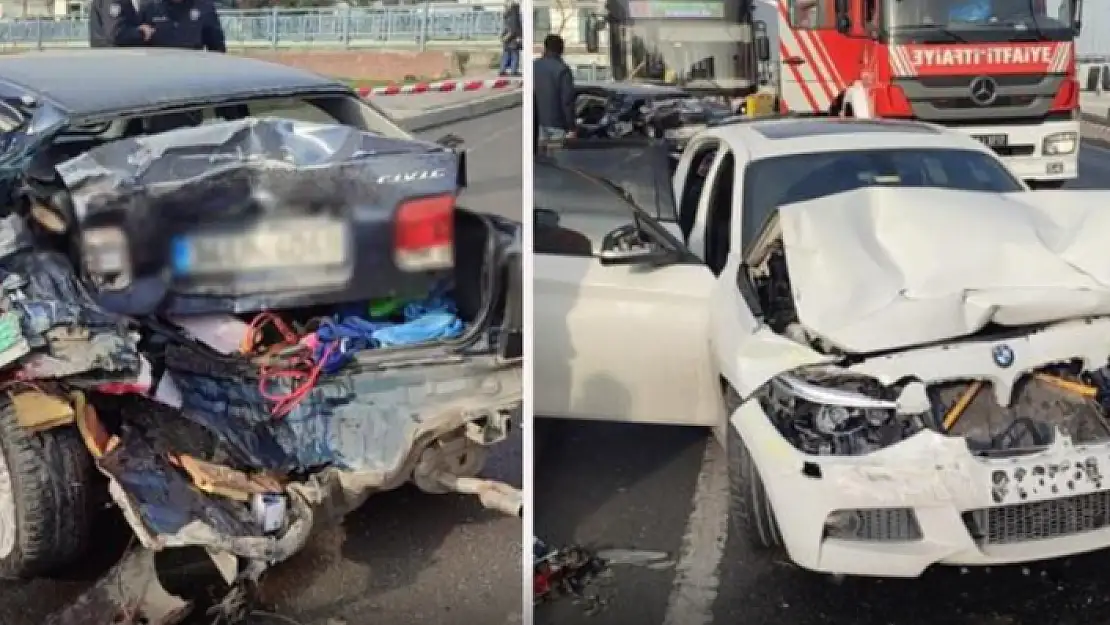 ZİNCİRLEME TRAFİK KAZASI! 9 ARAÇ BİRBİRİNE GİRDİ: 8 YARALI