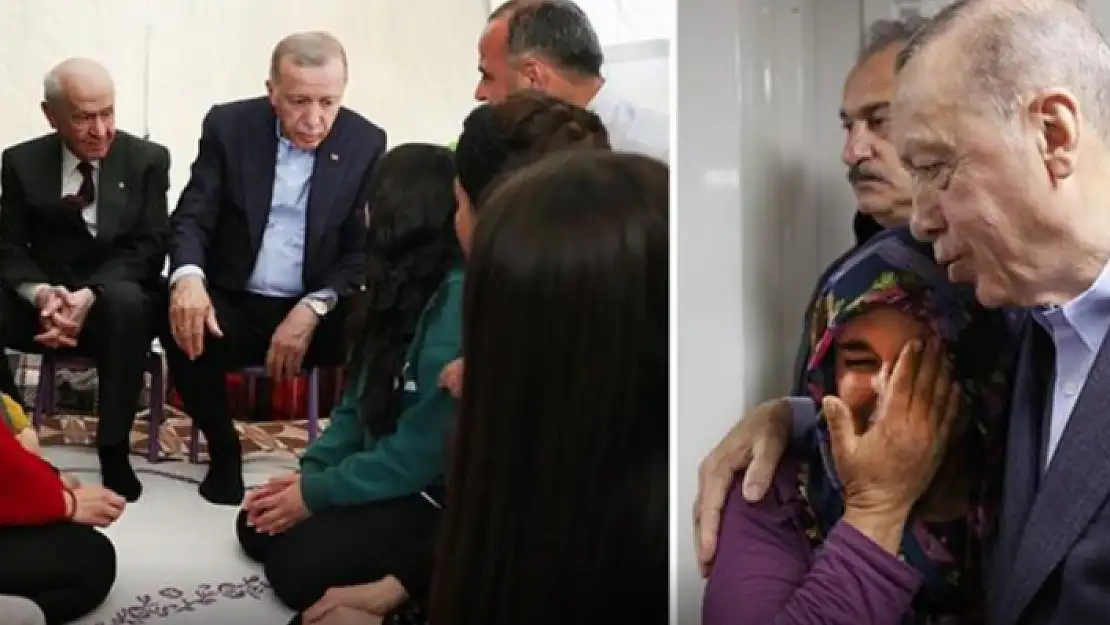 CUMHURBAŞKANI ERDOĞAN VE MHP LİDERİ BAHÇELİ DEPREMZEDELERLE BULUŞTU