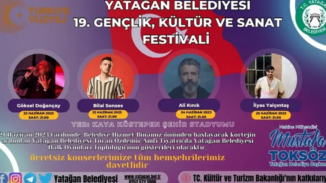YATAĞAN'DA 19. GENÇLİK, KÜLTÜR VE SANAT FESTİVALİ DOLU DOLU GEÇECEK