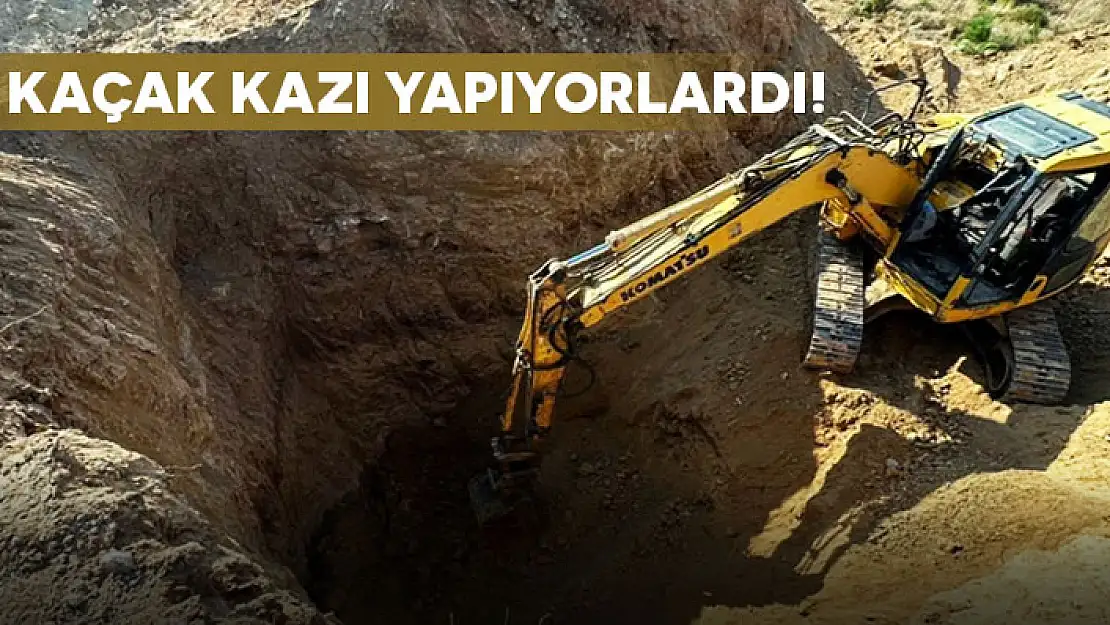 DEFİNECİLER KAZI YAPARKEN SUÇÜSTÜ YAKALANDI