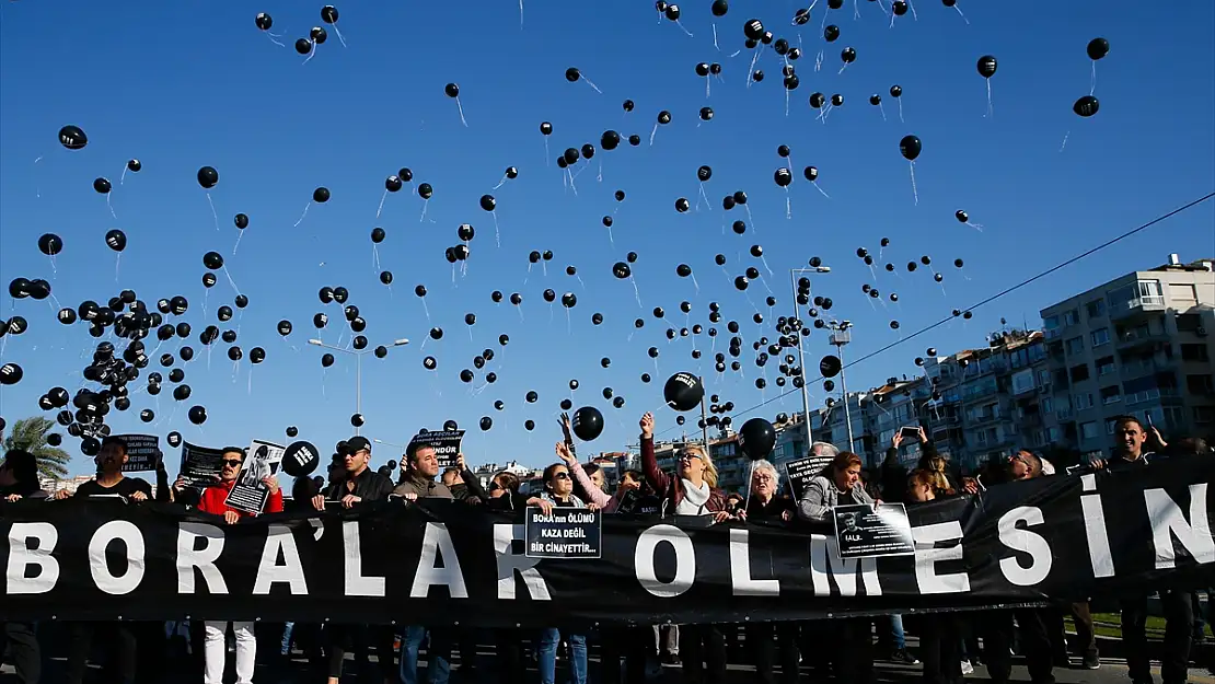 BORA İÇİN GÖKYÜZÜNE 'ADALET' BALONU BIRAKILDI