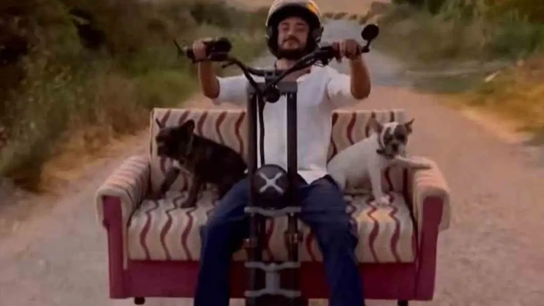 Scooter üzerine koltuk monte edip köpekleriyle geziye çıktı!