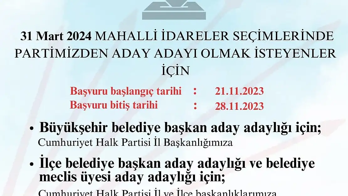 CHP'DE BAŞVURU İÇİN SON GÜN