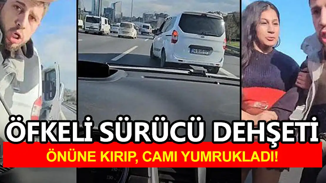 TRAFİKTE ÖFKELİ SÜRÜCÜ DEHŞETİ: ÖNÜNÜ KESTİ, CAMI YUMRUKLADI!