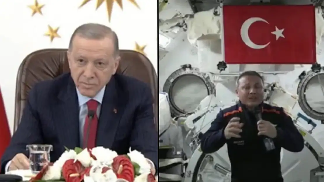 CUMHURBAŞKANI ERDOĞAN İLK TÜRK ASTRONOT ALPER GEZERAVCI İLE GÖRÜŞÜYOR