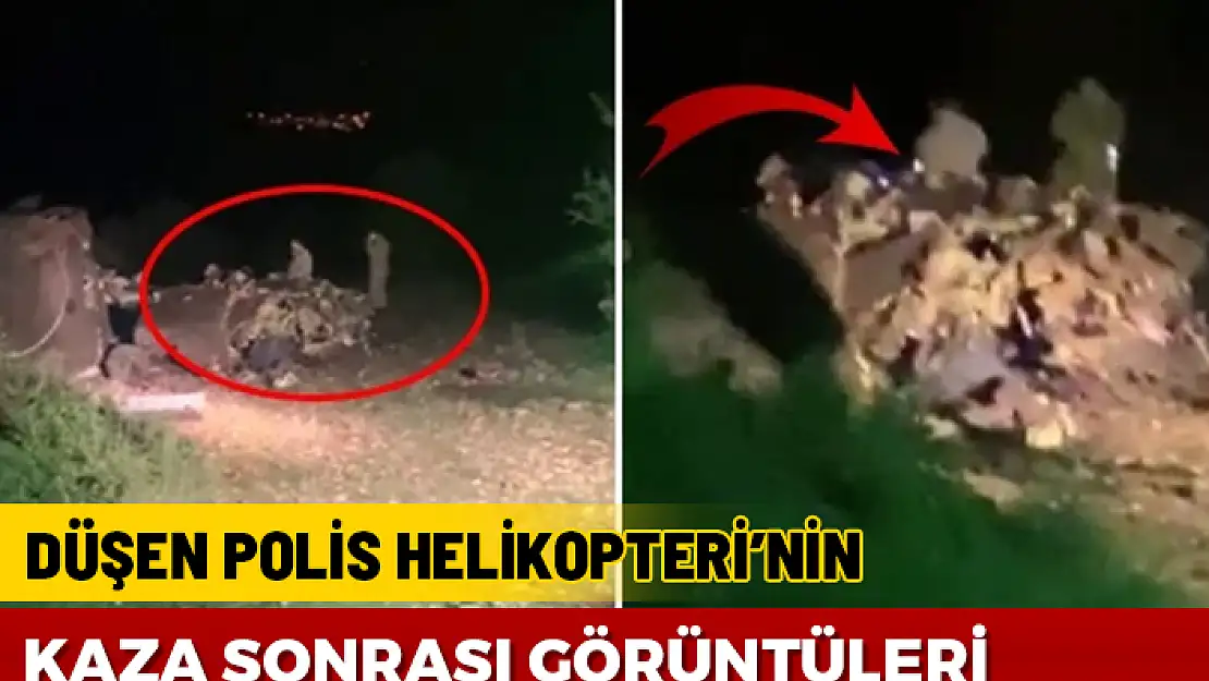 GAZİANTEP'TE DÜŞEN POLİS HELİKOPTERİ'NİN KAZA SONRASI GÖRÜNTÜLERİ ORTAYA ÇIKTI