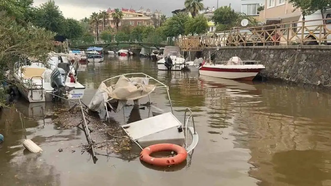 Marmaris'te metrekareye düşen yağış miktarı 170 kg! Balıkçı tekneleri batıyor