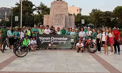 Menteşe'de bisiklet etkinliği: Orman yangınlara karşı pedal çevirip fidan diktiler
