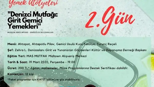 Bodrum Deniz Müzesi'nden Gemici Yemekleri Atölyeleri
