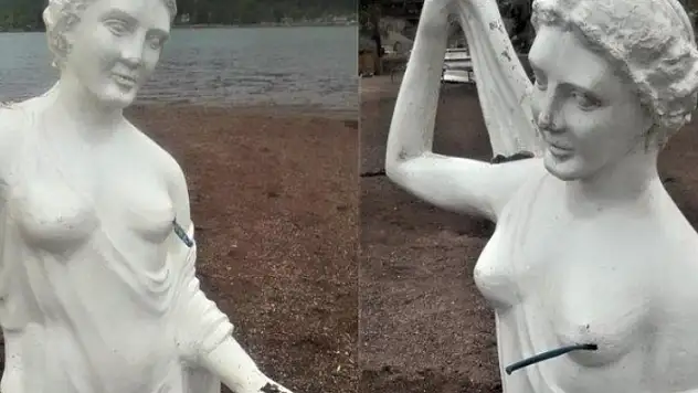 Marmaris'teki Kızkumu'nu Simgeleyen Heykele Çirkin Saldırı