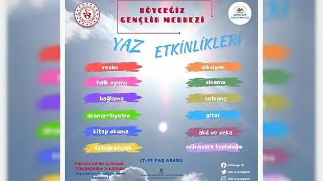 Köyceğiz Gençlik Merkezi'nde Yaz Kursları Başlıyor