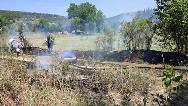 DENİZLİ'DE ÇIKAN ÖRTÜ YANGINI KÖYLÜLERİN MÜDAHALESİYLE SÖNDÜRÜLDÜ