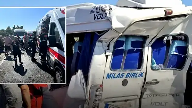 Milas'ta can pazarı! Beton mikseri dolmuşa çarptı, 1 ölü 13 yaralı