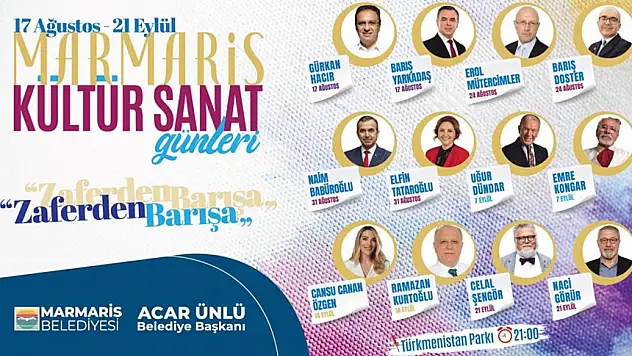 ZAFERDEN BARIŞA MARMARİS KÜLTÜR SANAT GÜNLERİ BAŞLIYOR