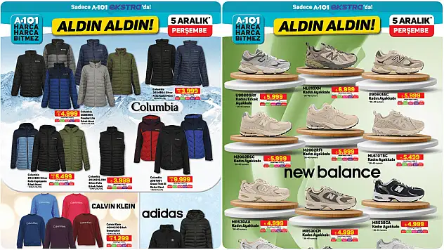 A101'den 1 haftalık dev yılbaşı indirimi Columbia montlardan New Balance ayakkabılara